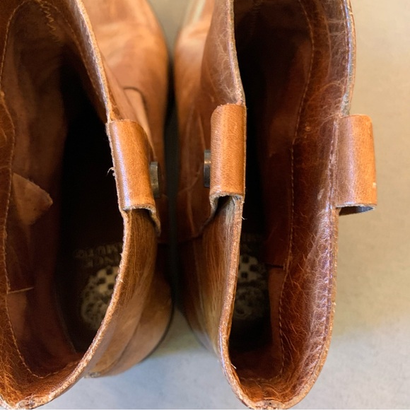 Vince Camuto sz 8 Maxon Caramel Leather Women's Ankle Western Boots Distressed - Picture 8 of 9